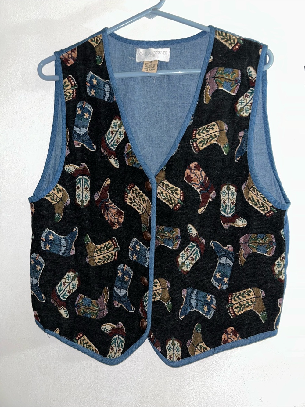 Vintage Casual Corner Western Boots Vest Cotton Size Medium